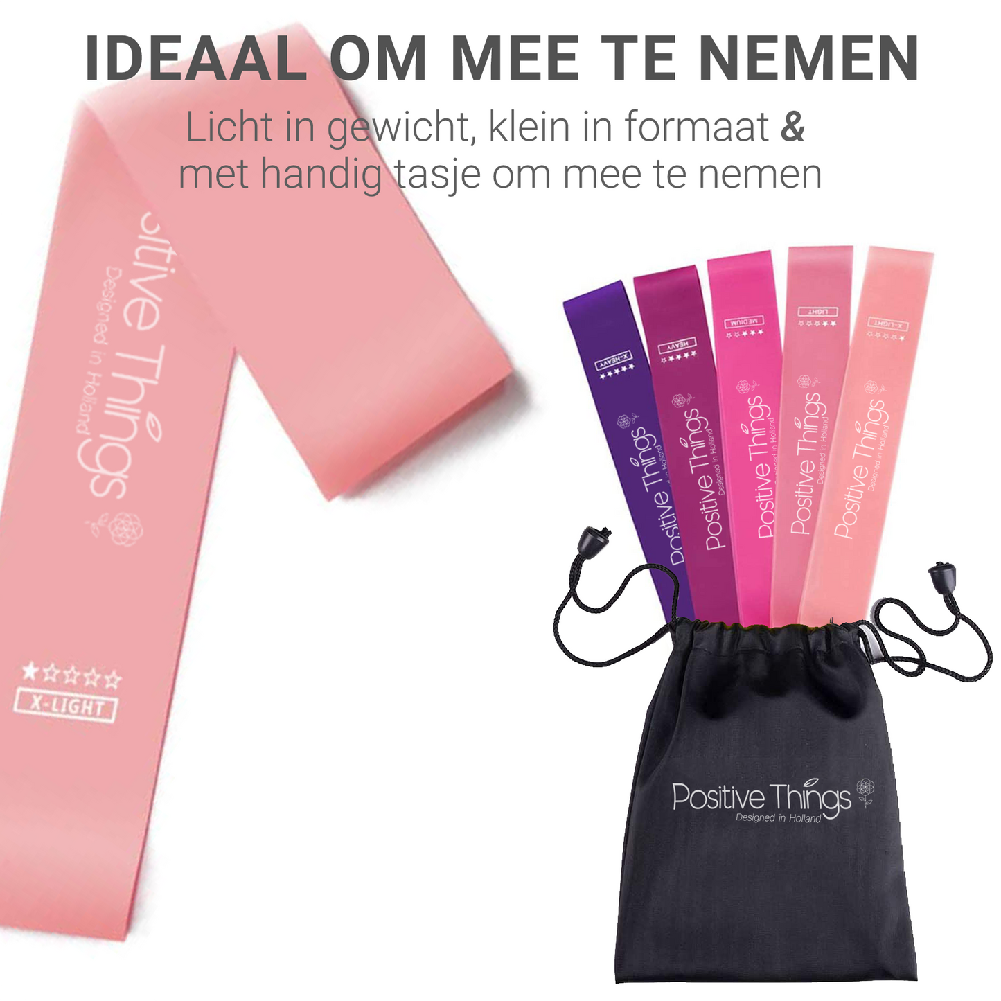 Weerstandsbanden natural latex 5-Pack Roze