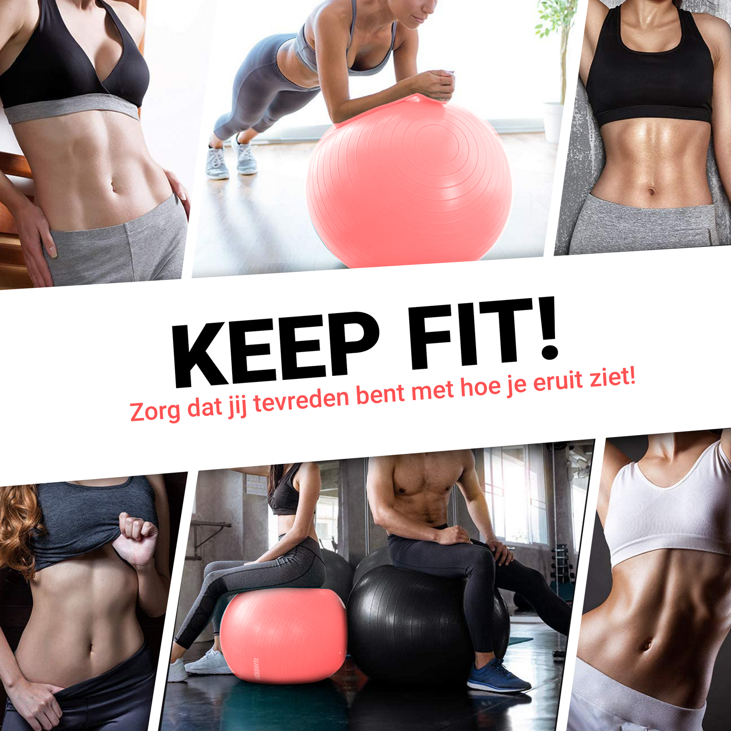 Fitnessbal 65 cm - inclusief pomp - zwart