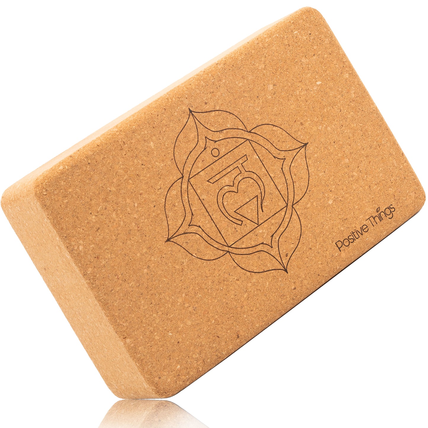 Dit is een afbeelding van het Positive Things Yoga Blok Eco. Het is gemaakt van natuurkurk en heeft afgeronde hoeken.