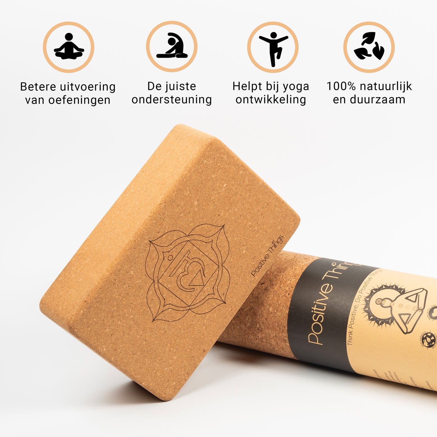Positive Things Yoga Blok eco natuurkurk 2 PACK
