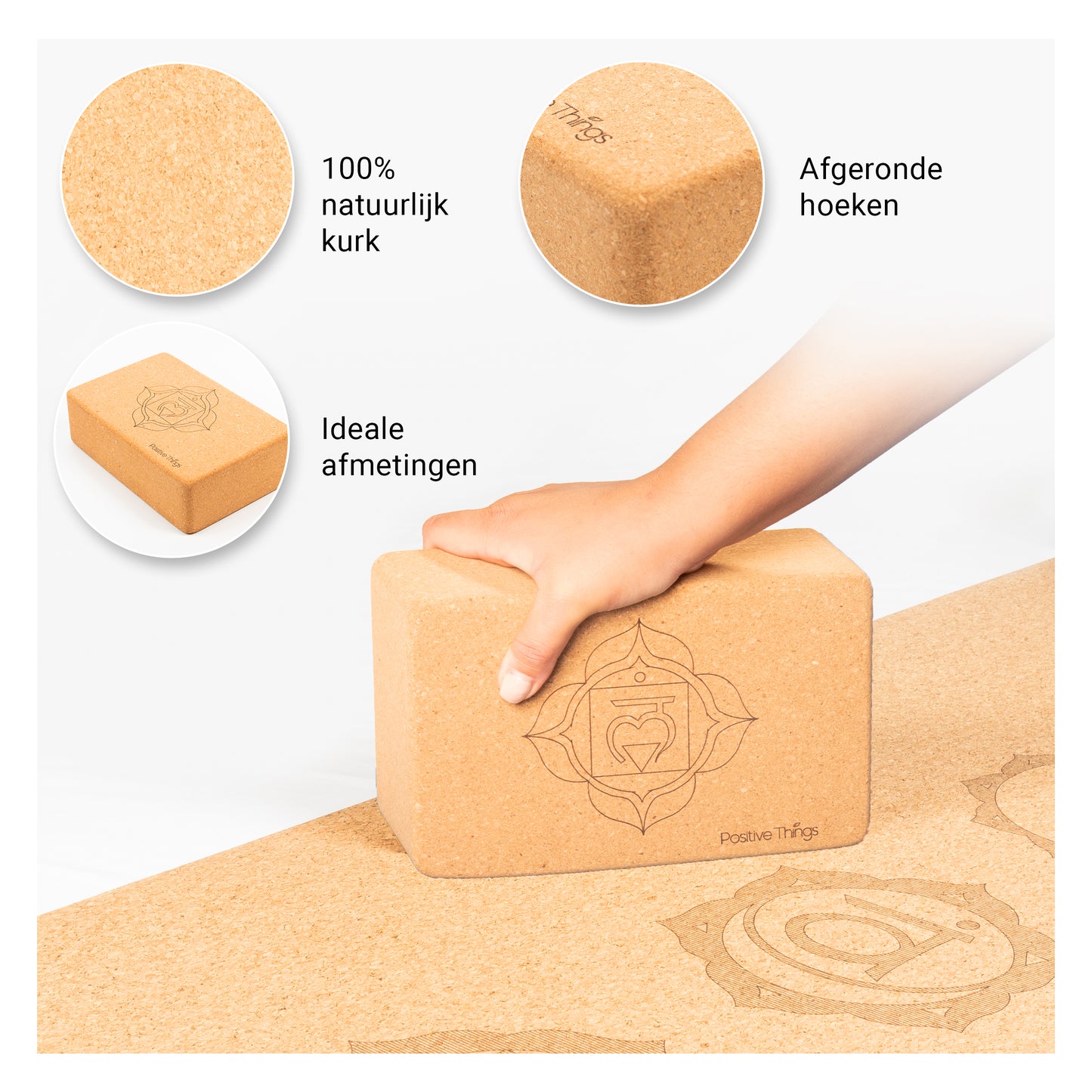 Positive Things Yoga Blok eco natuurkurk 2 PACK