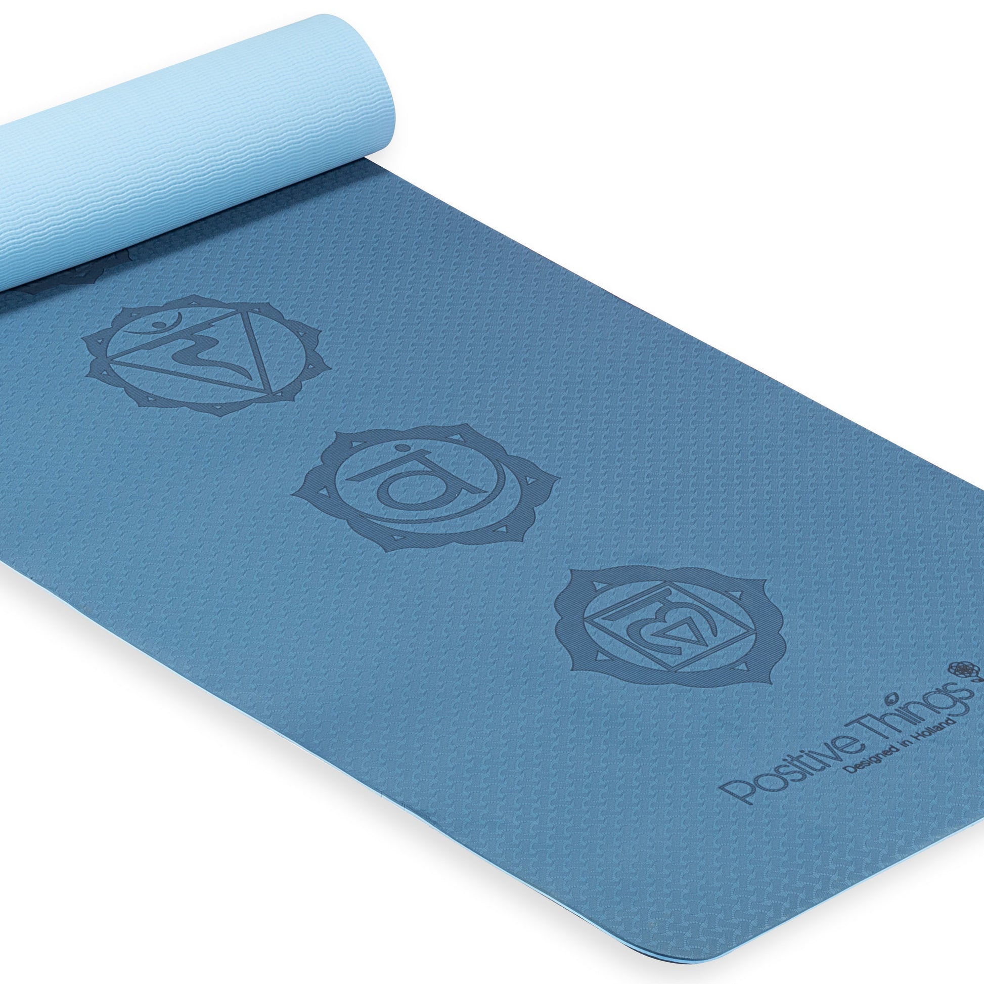 Positive Things Yoga mat – Yoga mat met anti slip – Yogamat dik - Yoga Mat Blauw